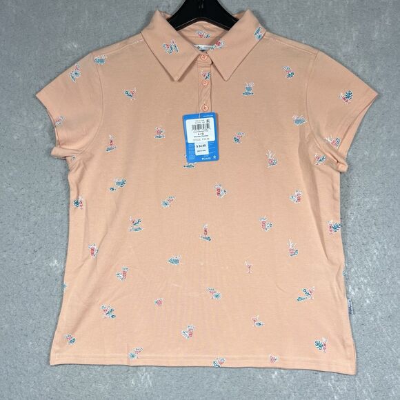 Columbia Polo Shirt Womens Size Large Sand Point Short Sleeve MSRP $50 - Picture 1 of 10